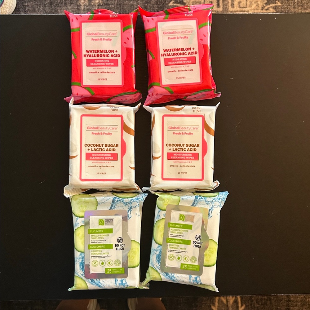 NWT Watermelon, Coconut Sugar, & Cucumber Cleansing Wipes Set of 6